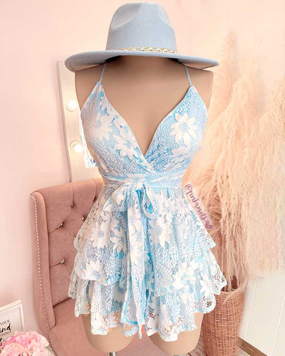 Romper de encaje azul