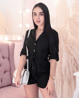 ROMPER DE BOTONES MANGA LARGA NEGRO
