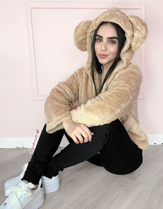 Chaqueta peluda de orejas