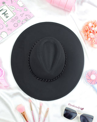 Sombrero feddora con diseño de cadena, negro