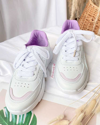 TENIS BLANCO CON LILA