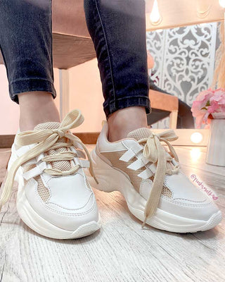TENIS BEIGE CORDÓN ANCHO
