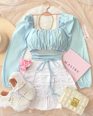 BLUSA AZUL DE AMARRAR