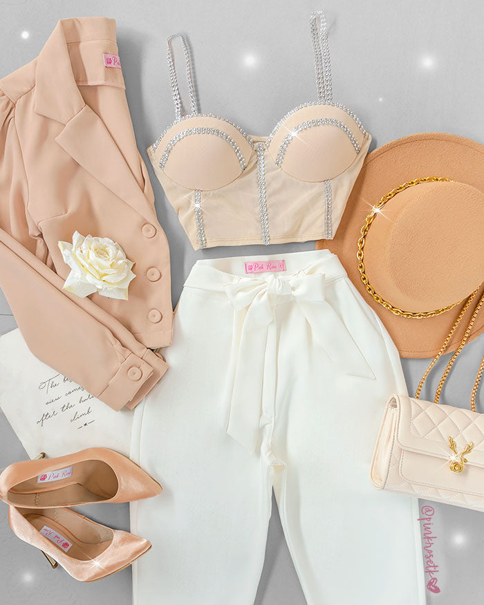 Crop Top Blusas Oro Rosa Crop Top Escote V Dorado – Pink Shop By Maf