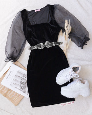 VESTIDO TERCIOPELO Y TRANSPARENICA