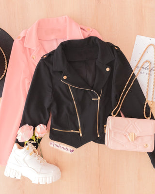 Chaqueta con doble cremallera negra