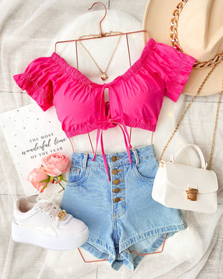 CROP TOP DE BOLERITOS EN MANGA Y AMARRAR EN FRENTE