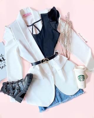 BLAZER MANGA PUFF CON CINTURÓN