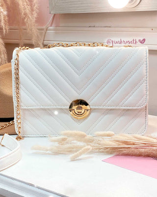 BOLSO BLANCO CADENA DORADA