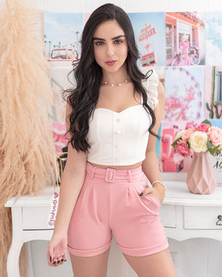SHORT ROSA CON CINTURON