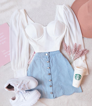 Blusa de copas manga larga