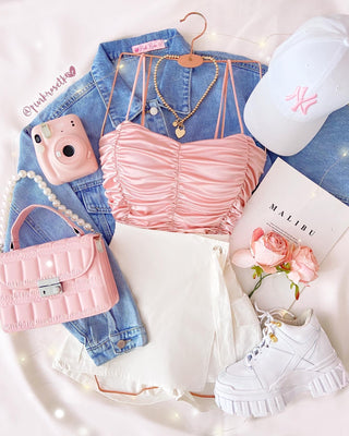CROP TOP DRAPEADO DE SATIN