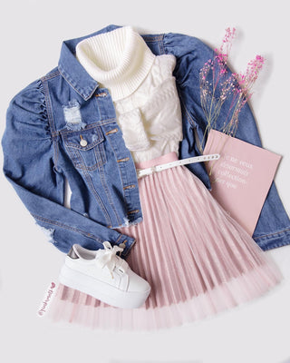 Chaqueta de Jean manga puff