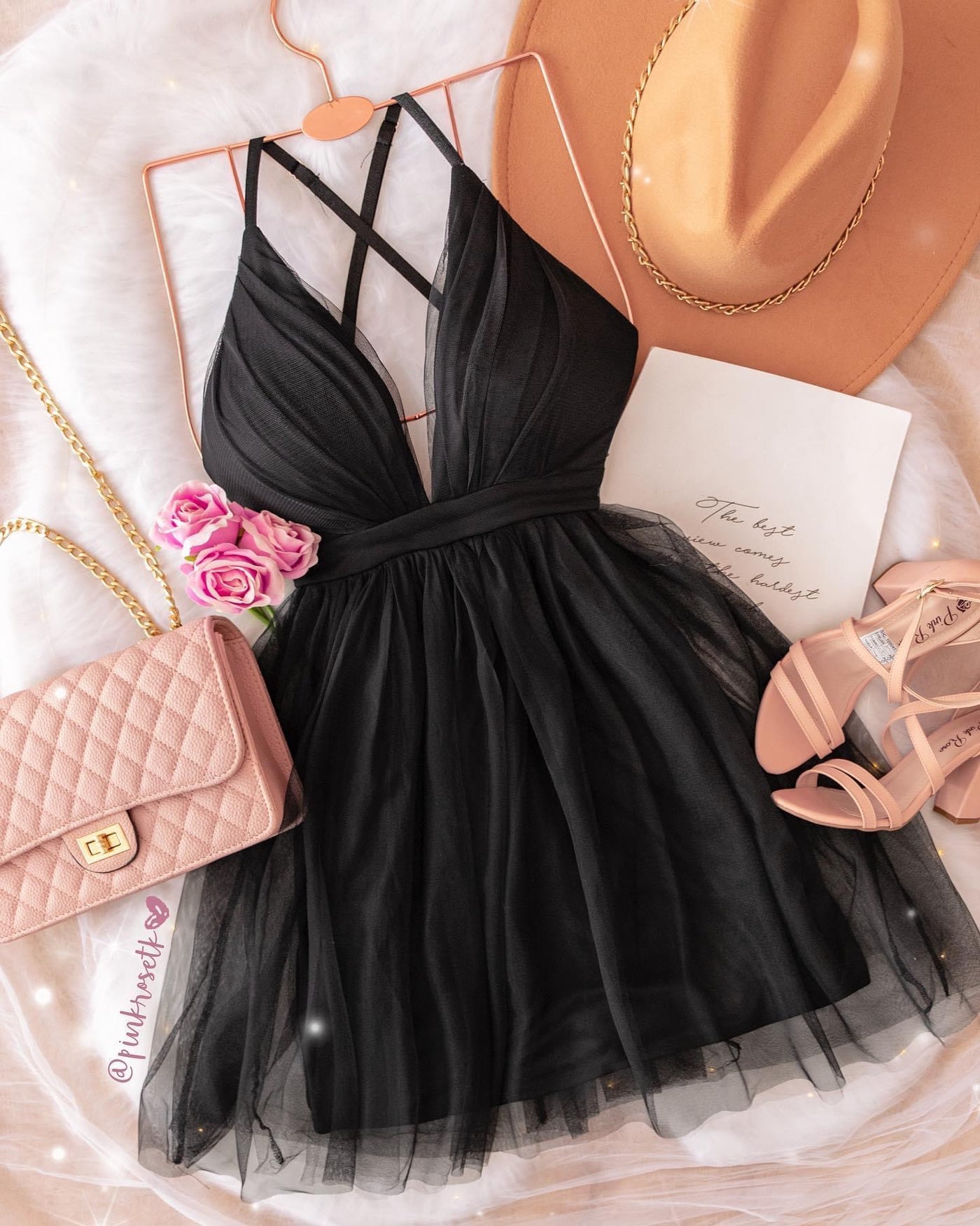 Vestido corto de Tul negro – Pink Rose tk