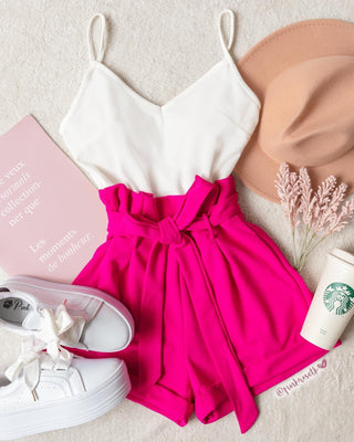 Romper de short fucsia