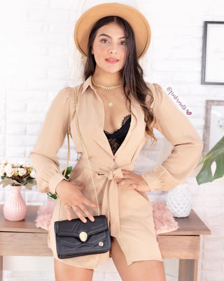 Blusón camisero camel