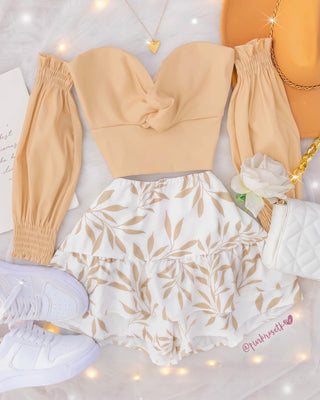 BLUSA DE MANGAS CAÍDAS Y ESCOTE CRUZADO