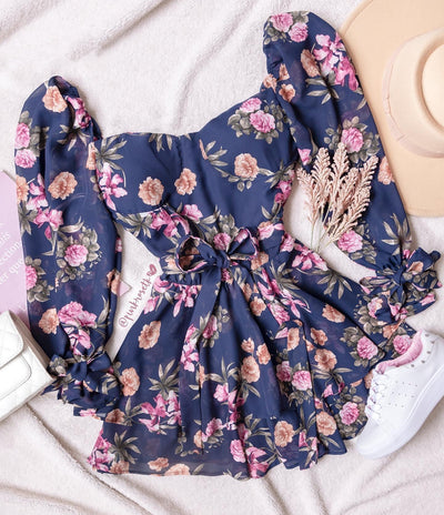 Romper de flores azul