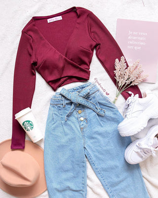 Blusa cruzada en rib