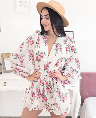 Romper manga larga de rosas