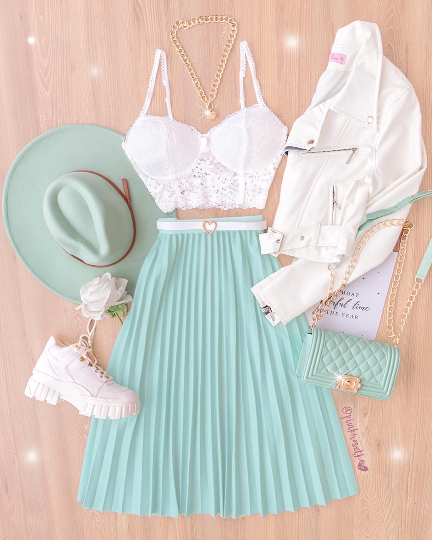 Falda plisada verde – Pink Rose tk