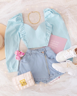 BLUSA RECOGIDOS AZUL