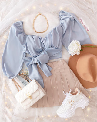 Blusa de lazo en satín