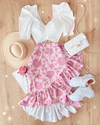 Blusa recogida manga puff