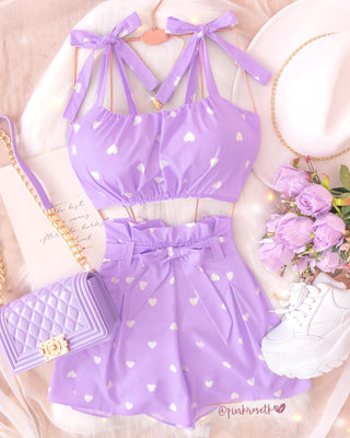 SET LILA DE CORAZONES