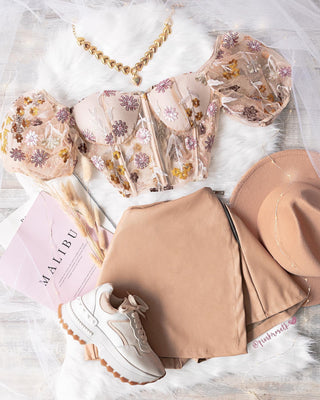 Crop top bordado lentejuelas