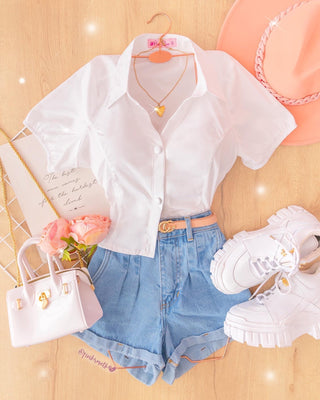 Camisa de botones forrados