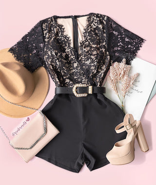 Romper blusa de encaje