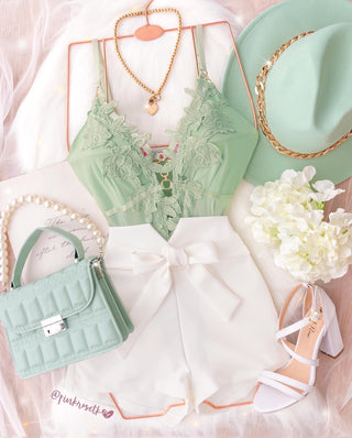 Body de aro y flores verde