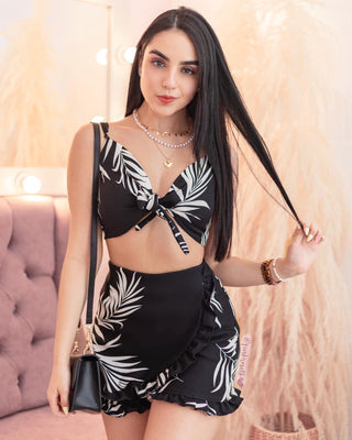 Set de falda short y crop top