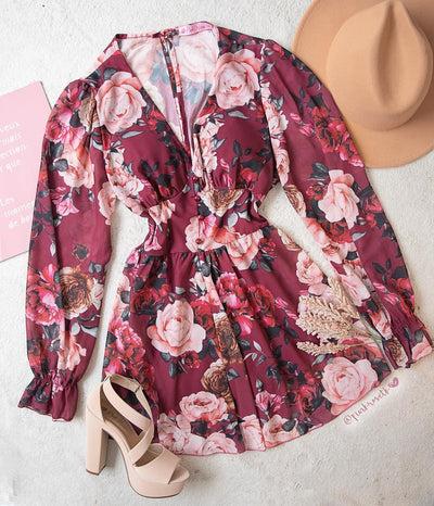 Romper de flores manga larga