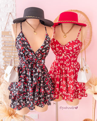 Romper negro flores rojas