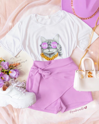 Camiseta de gato con cadena