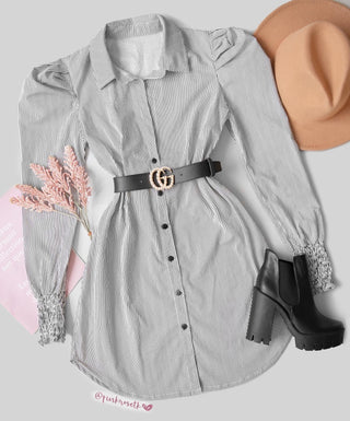 Blusón camisero de rayitas