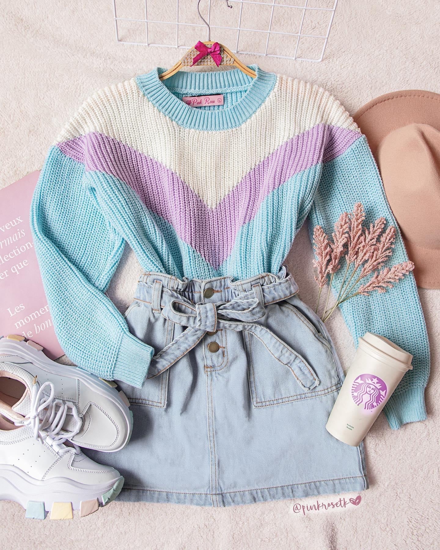 Buzos Color Pastel Mujer Buzo Con Tejido V De Colores Pastel – Pink Rose Tk