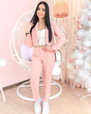 Blazer corto rosado