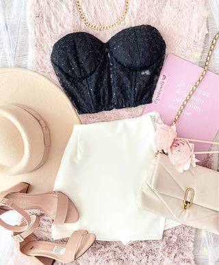 Crop top strapple bordado