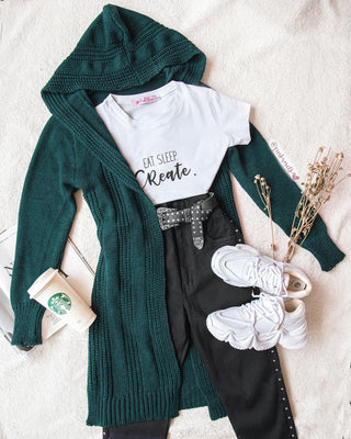 Cardigan tejido verde oscuro
