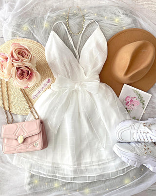 Vestido cuadros blanco