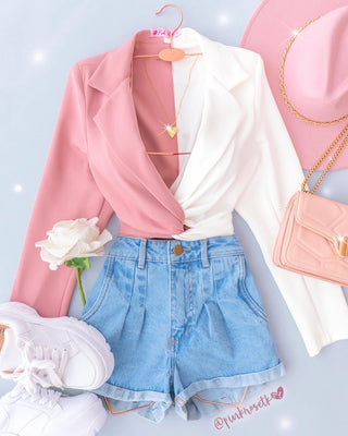 Blusa  bicolor de nudo