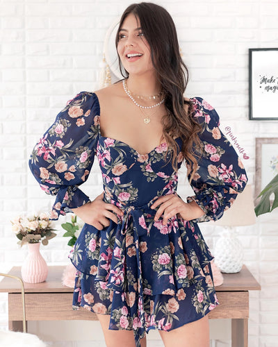 Romper de flores azul