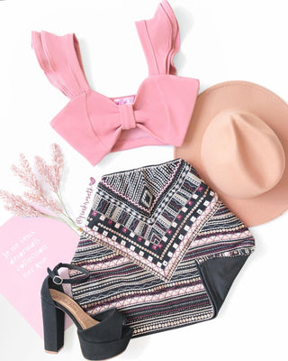 CROP TOP ROSA CON BOLEROS