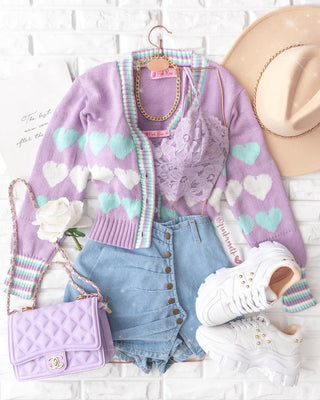 Saco de corazones lila