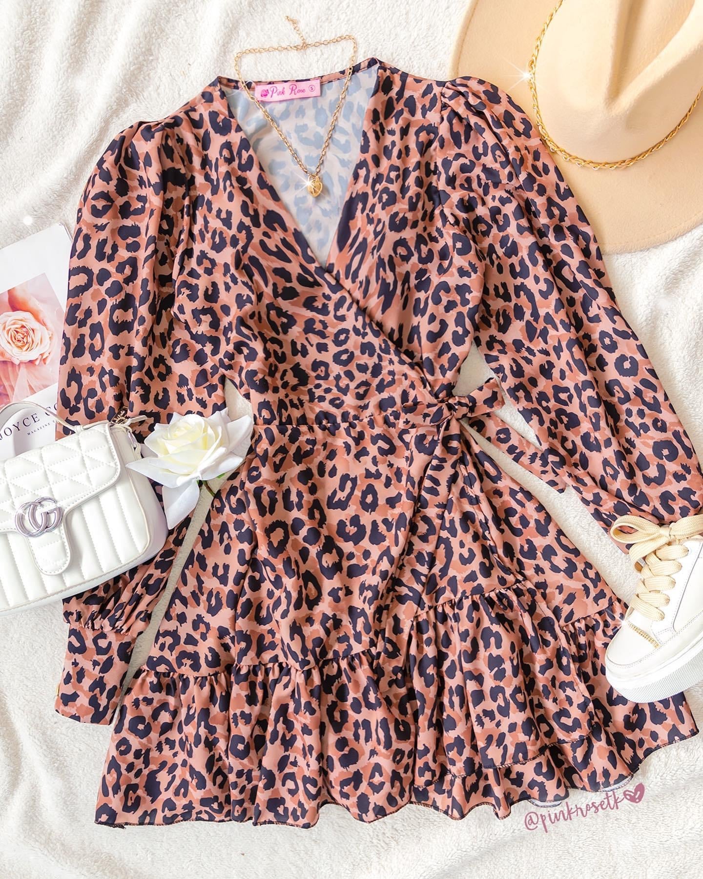 Animal Print Vestido Con Short Abajo Vestido Animal Print – Pink