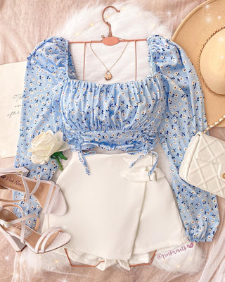BLUSA MANGA LARGA DE RECOGIDOS