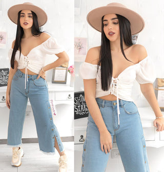 Blusa manga corta de amarrar